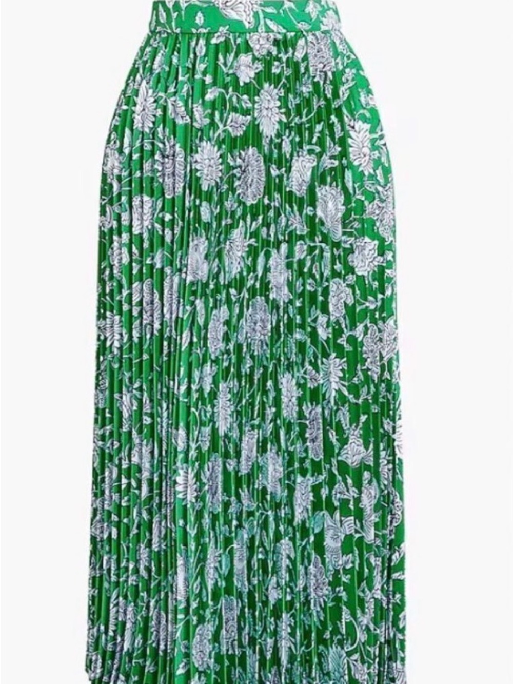J Crew NWT Green Floral Pleated Maxi Skirt